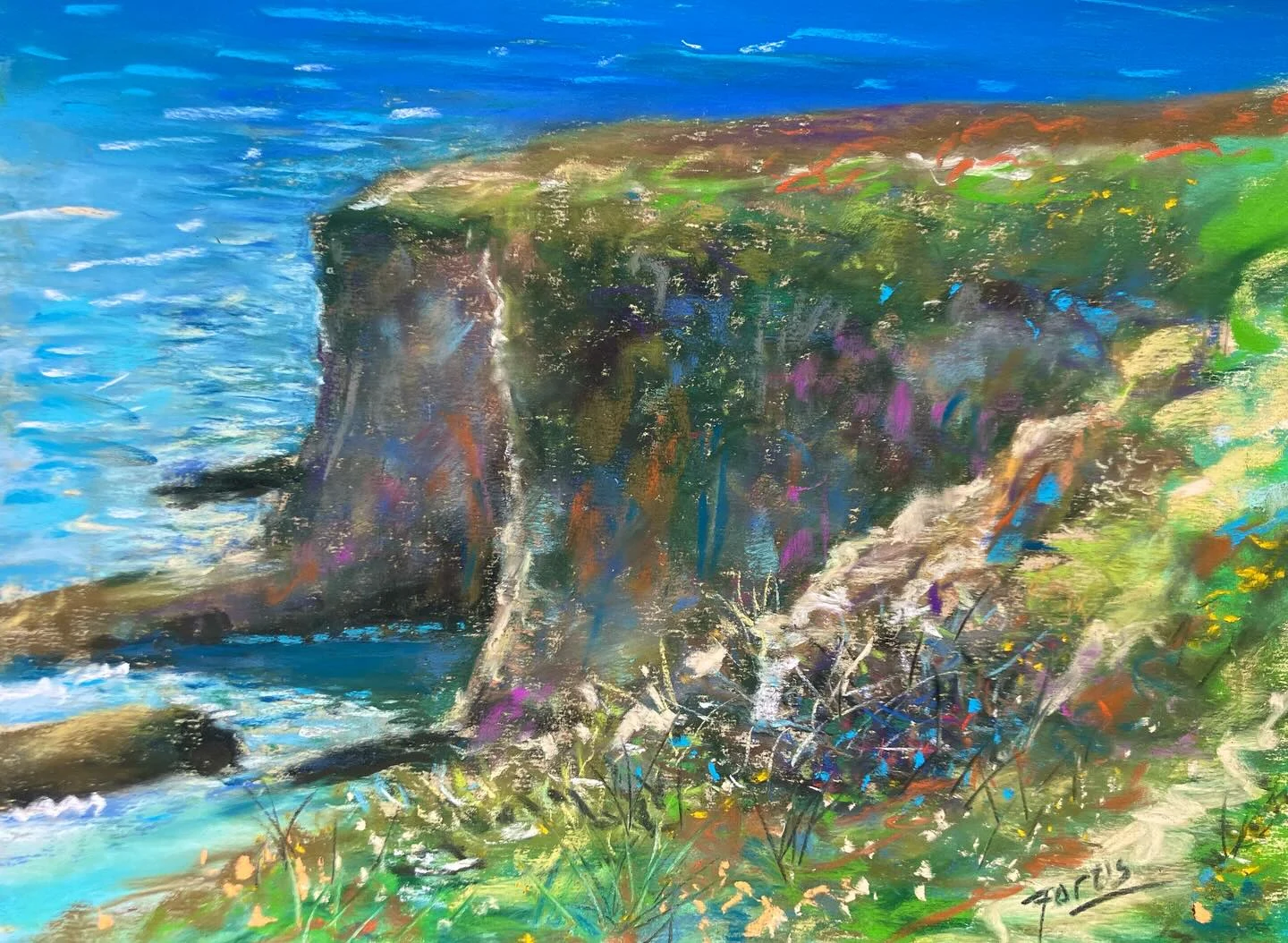 A colorful painting of the Santa Cruz coast by Paul Fortis